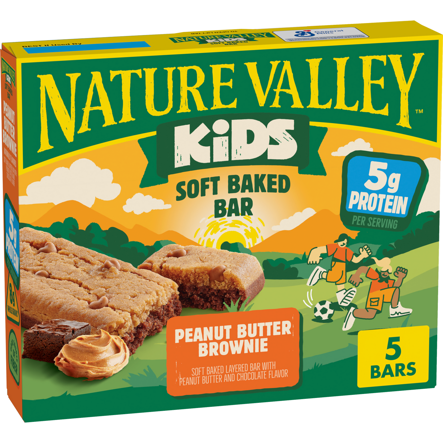 Kid Soft Baked Peanut Butter Brownie Protein Bar Portable Option for Daily Snack Breaks