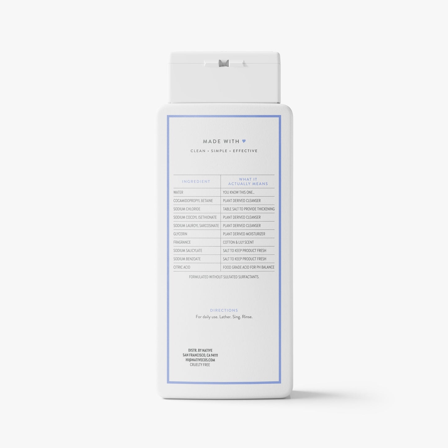 Body Wash Cotton and Lily Classic 18oz Daily Care
