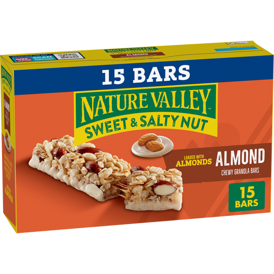 Almond Sweet and Salty Granola Bars 15ct Versatile Choice for Family Snack Time