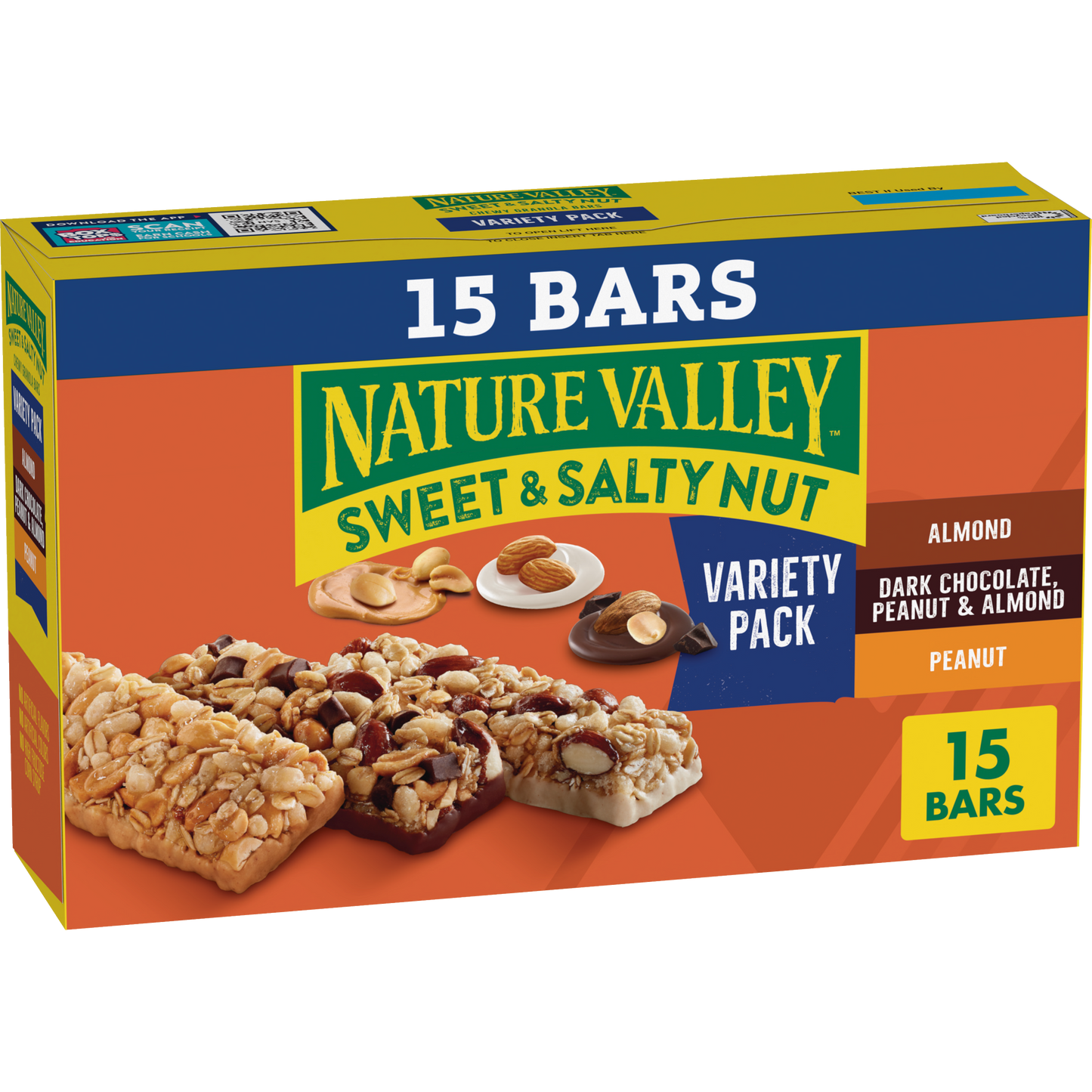 Dark Chocolate Peanut and Almond Sweet and Salty Nut Granola Bars 15ct Easy Snack for Work School or Travel
