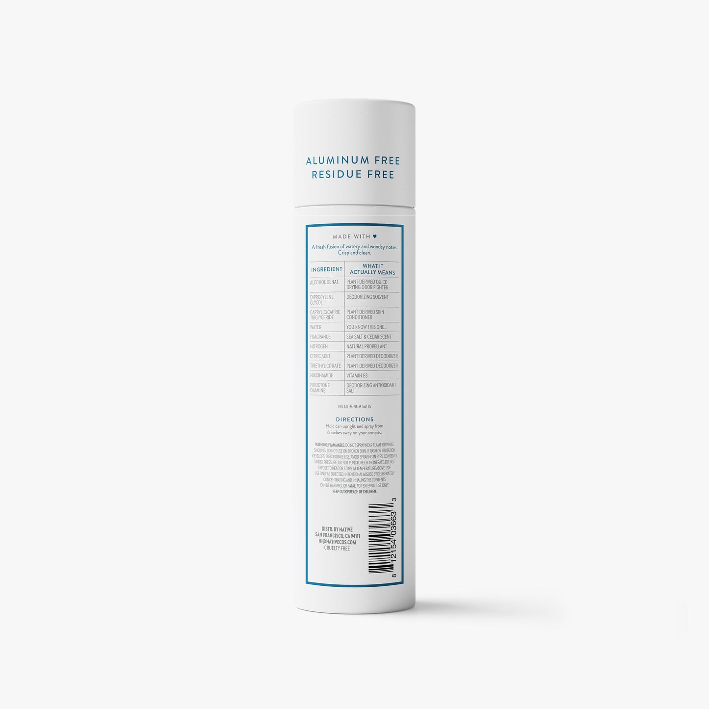 Deodorant Spray Sea Salt and Cedar Classic 3.5oz Daily Care
