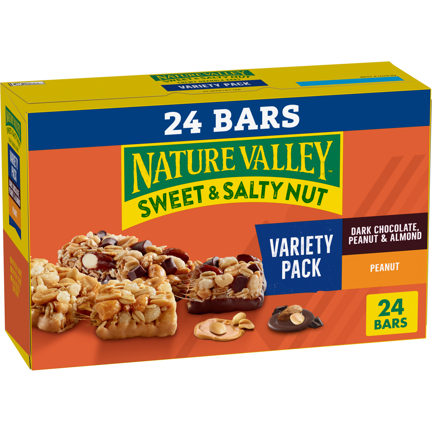 Dark Chocolate Peanut and Almond Sweet and Salty Granola Bars Variety Pack 24ct Versatile Choice for Family Snack Time