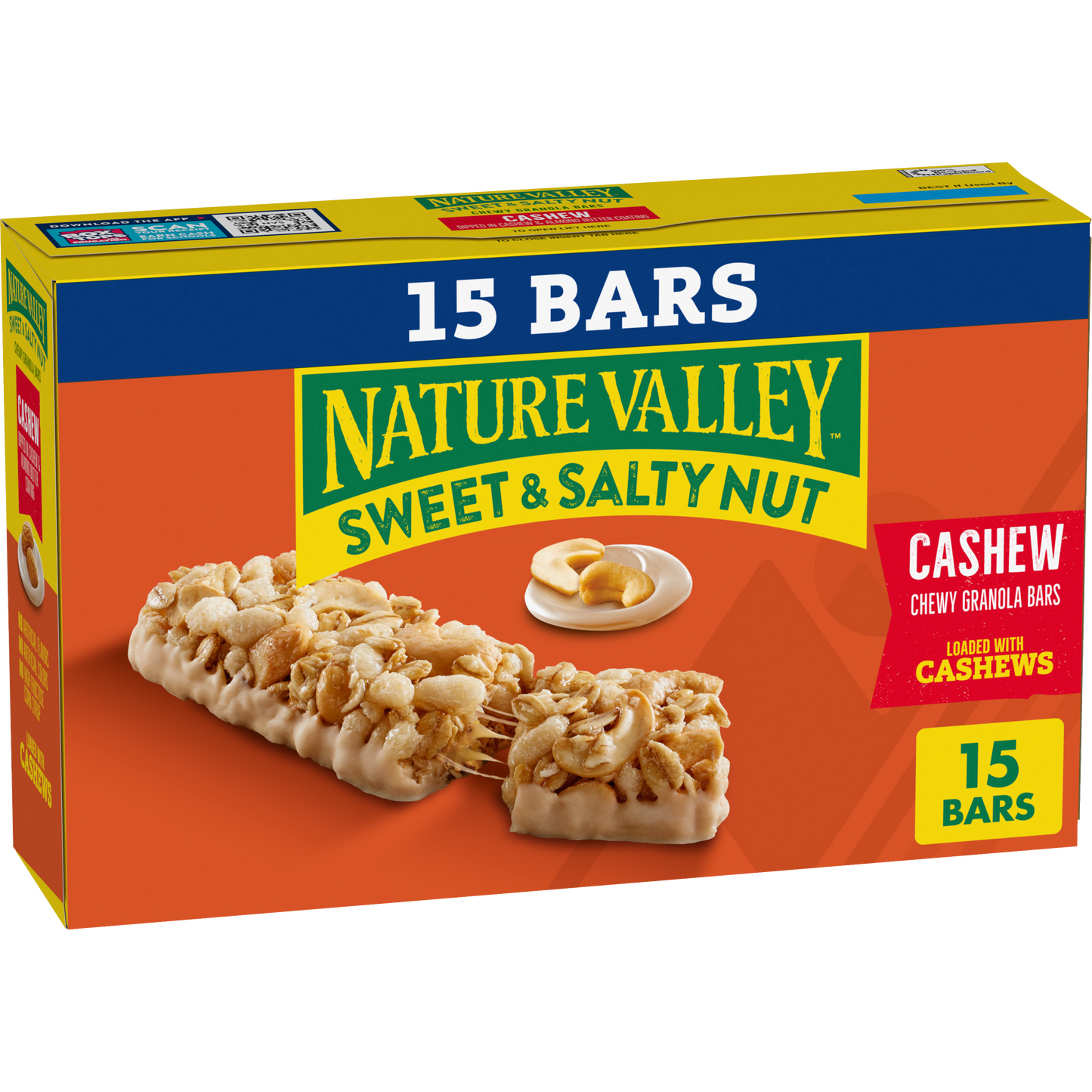 Cashew Sweet and Salty Granola Bars 15ct Easy Snack for Work School or Travel
