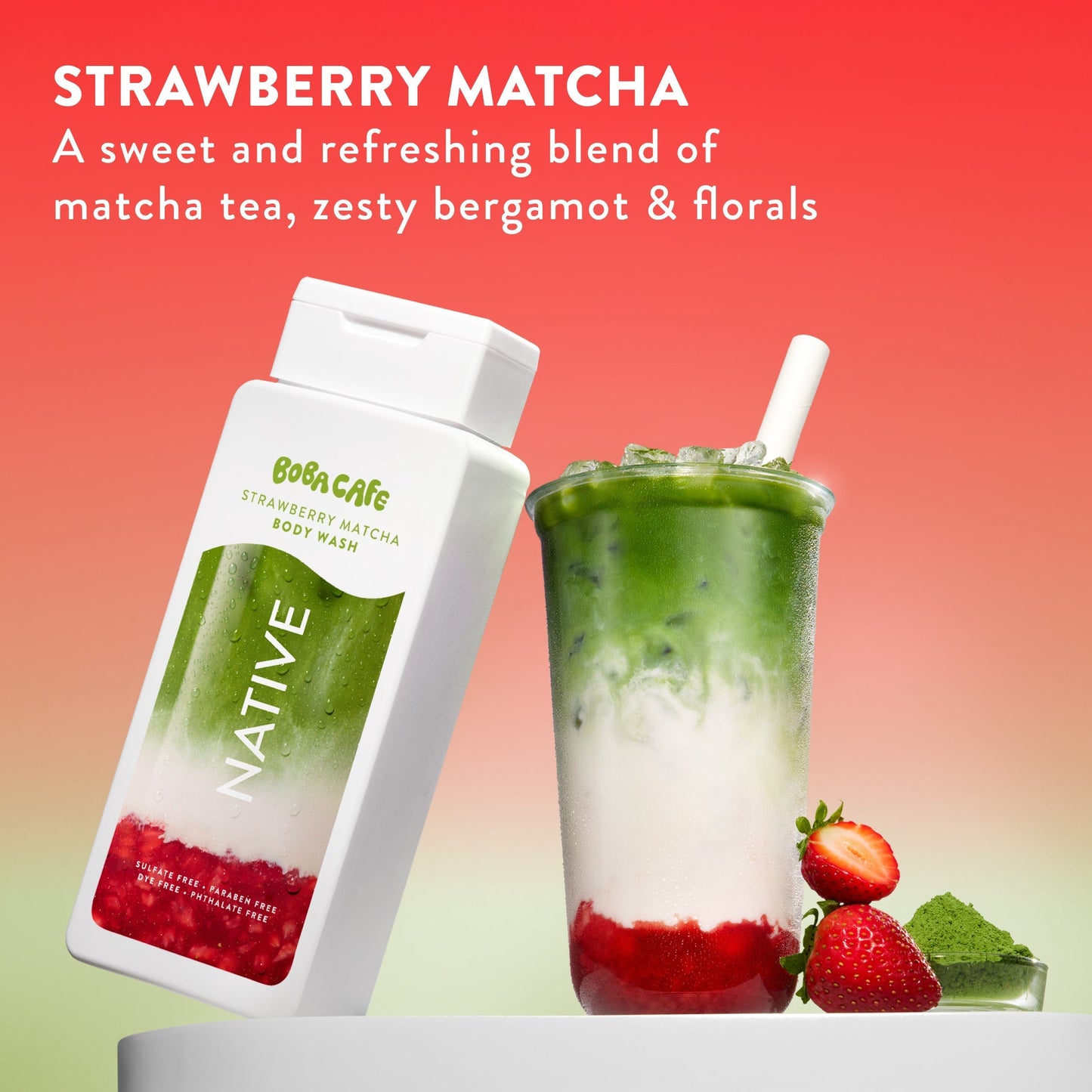 Body Wash Strawberry Matcha Limited Edition 18oz Daily Care