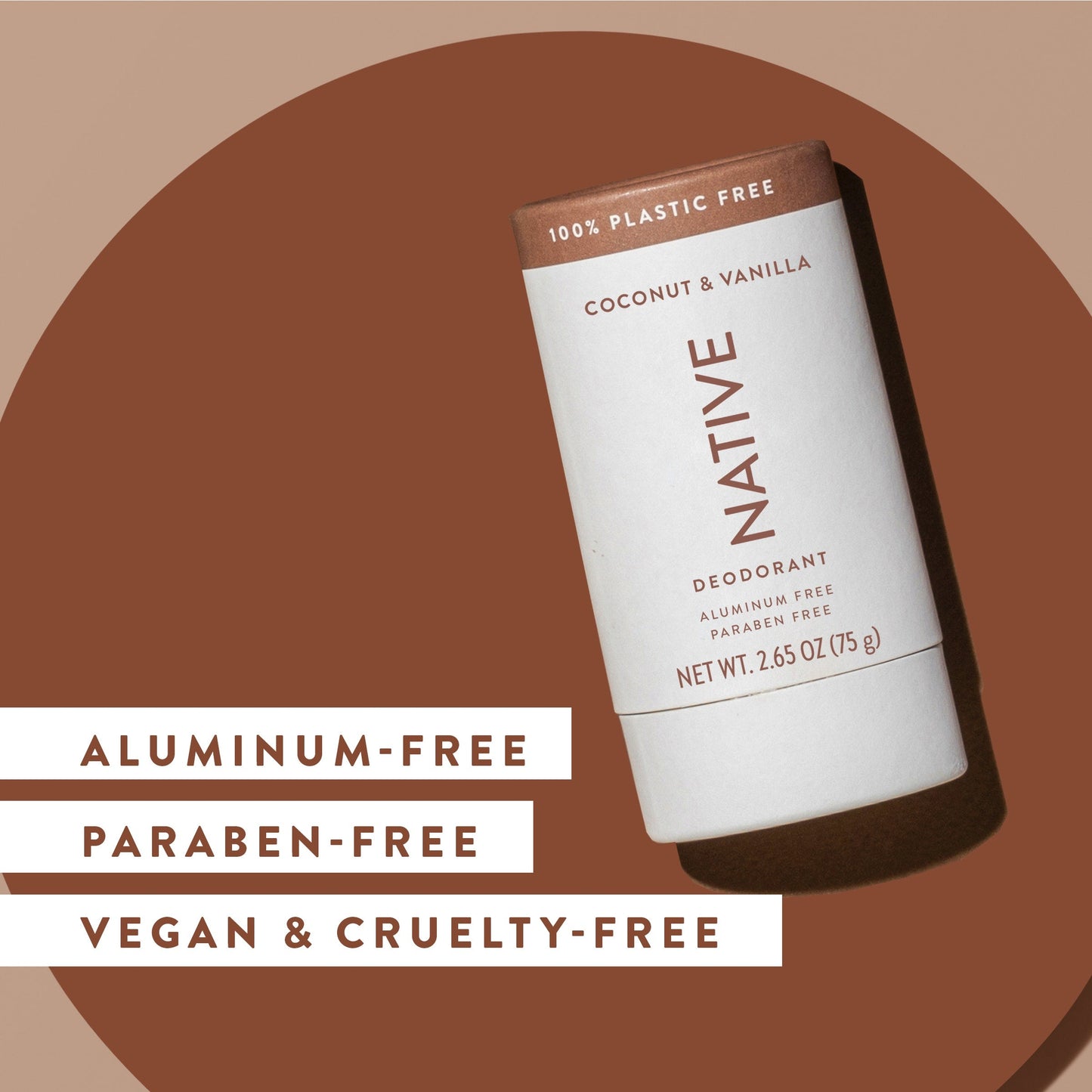 Plastic Free Deodorant Stick Coconut and Vanilla Classic 2.65oz Daily Care