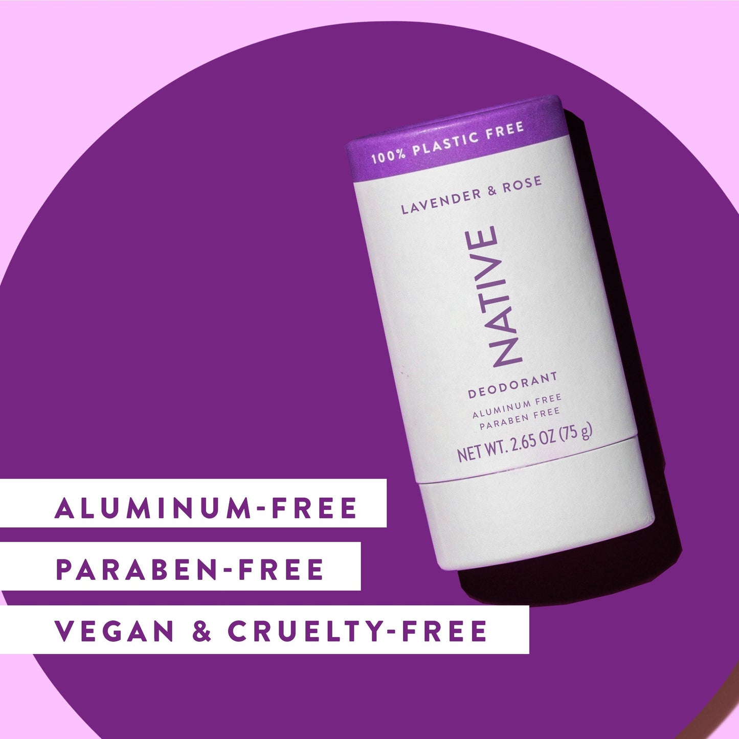 Plastic Free Deodorant Stick Lavender and Rose Classic 2.65oz Daily Care
