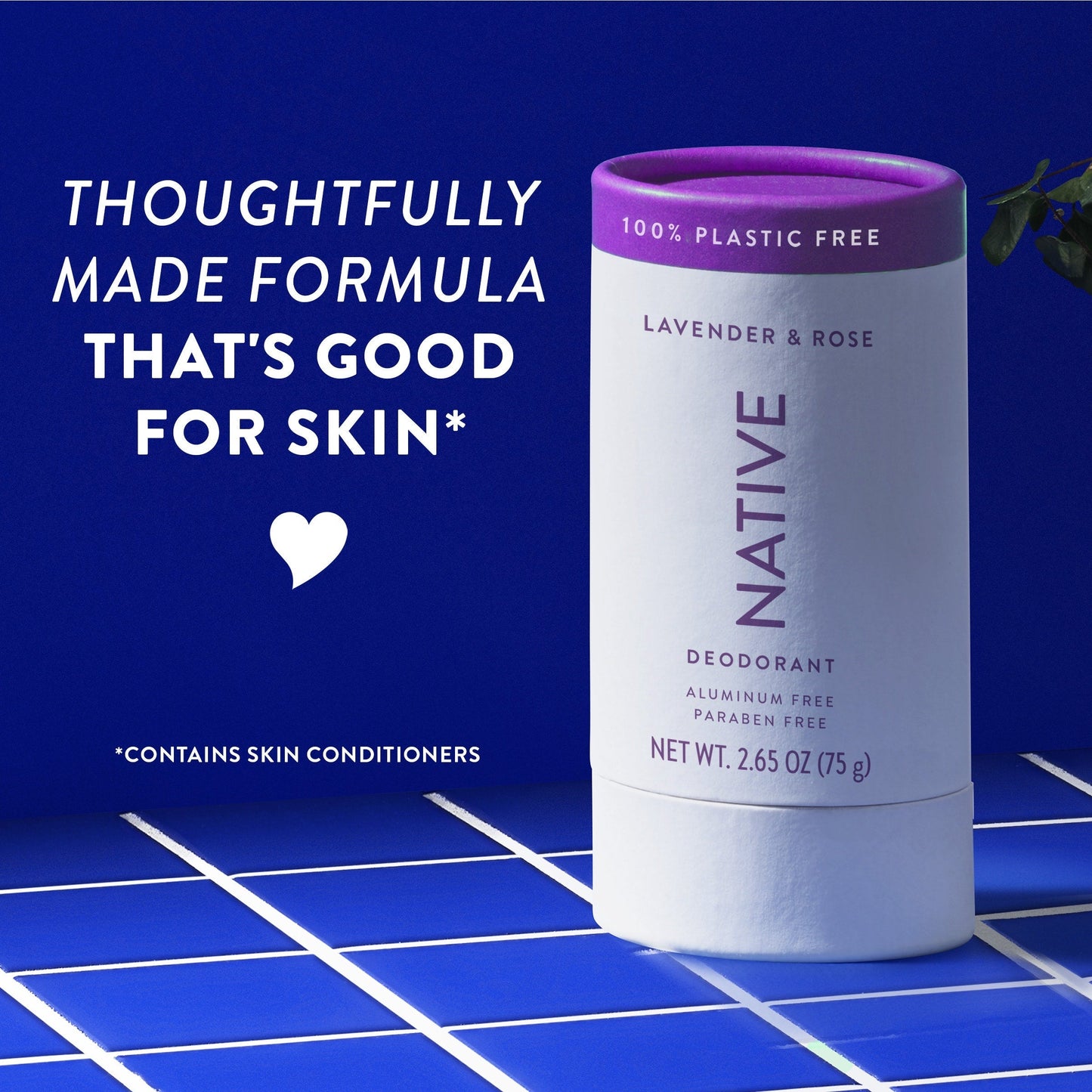 Plastic Free Deodorant Stick Lavender and Rose Classic 2.65oz Daily Care