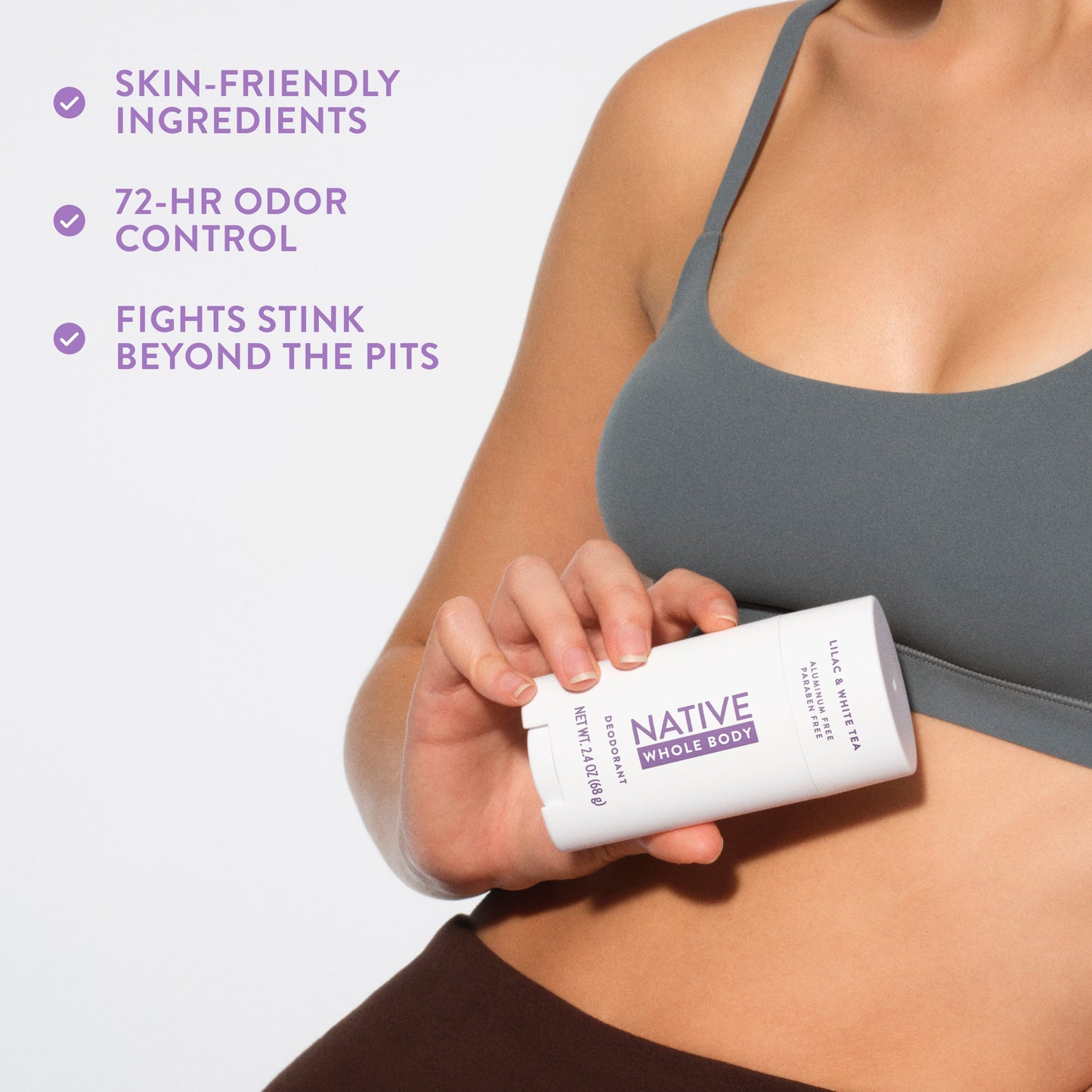 Whole Body Deodorant Stick Lilac and White Tea Classic 2.4oz Daily Care