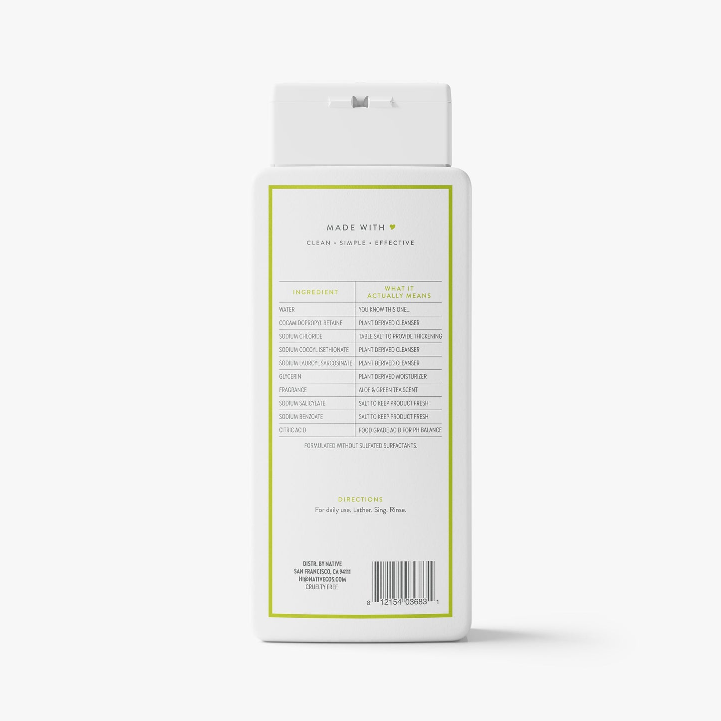 Body Wash Aloe and Green Tea Classic 18oz Daily Care