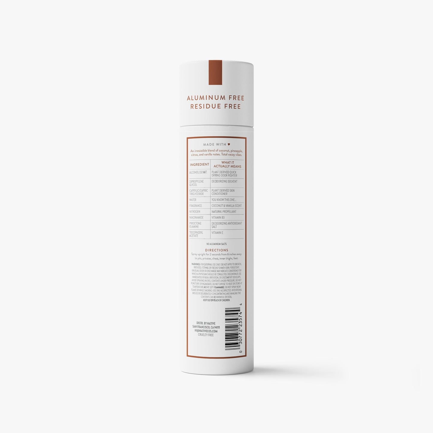 Whole Body Deodorant Spray Coconut and Vanilla Classic 3.5oz Daily Care